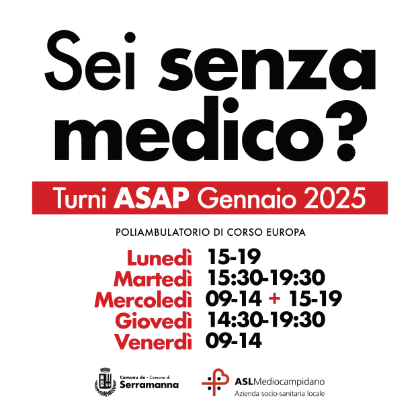 Ambulatorio ASAP, nuovi orari per Gennaio 2025